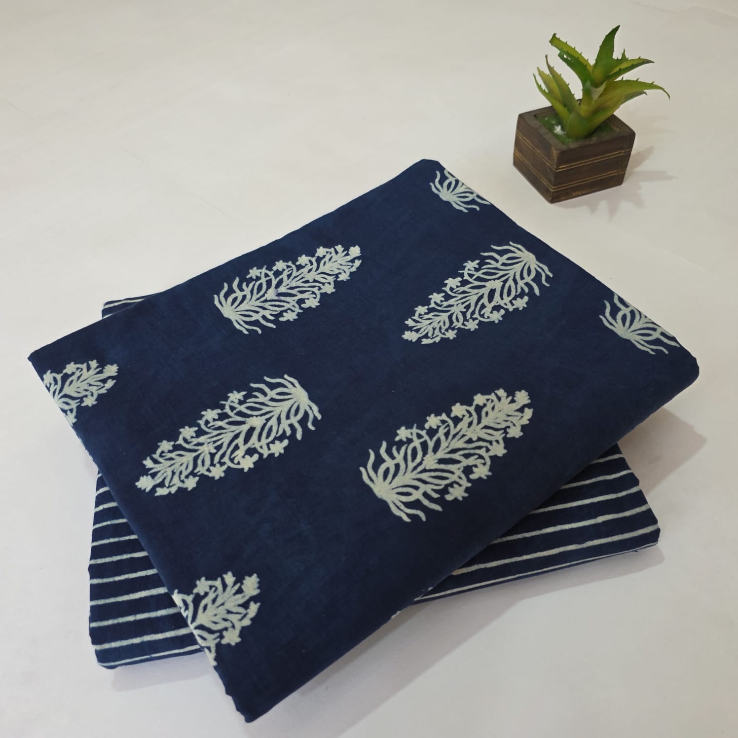 Hand block Print Cotton Running Fabric Mix match 2pis Combo Suit