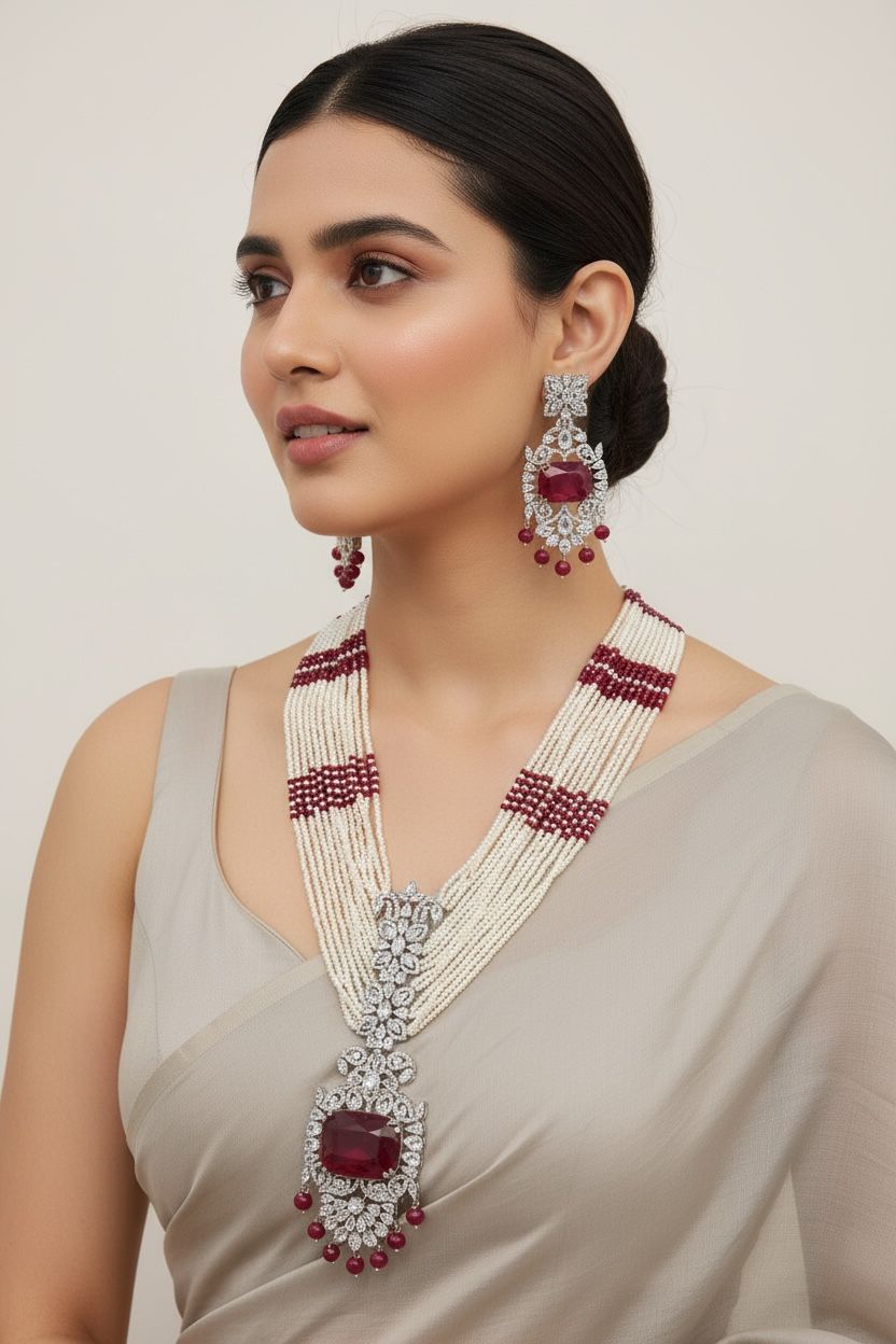 Pearl and Stone necklace Set