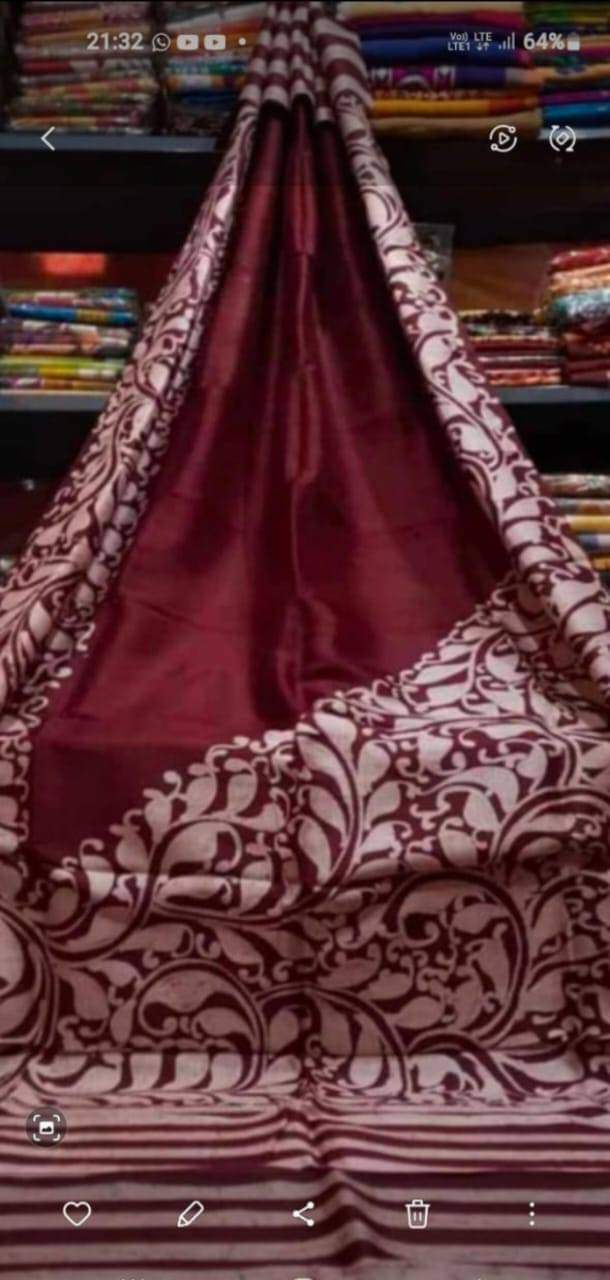 Pure Soft Silk Saree With Batik Print 