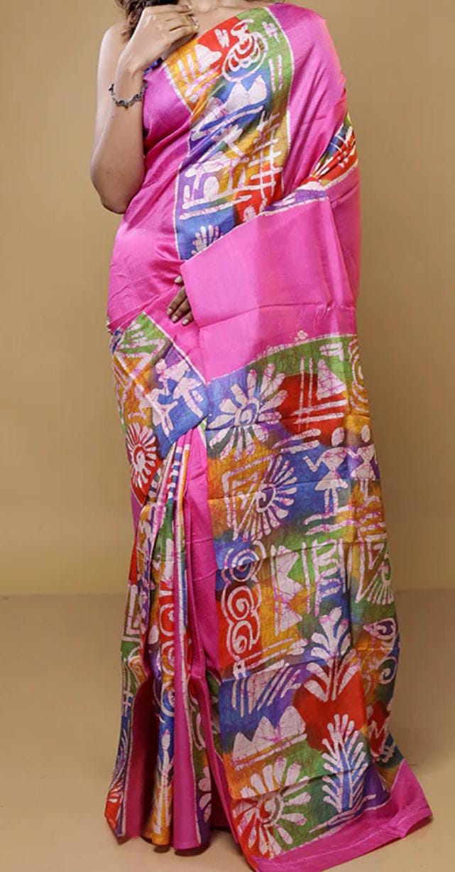 Pure Soft Silk Saree With Batik Print 