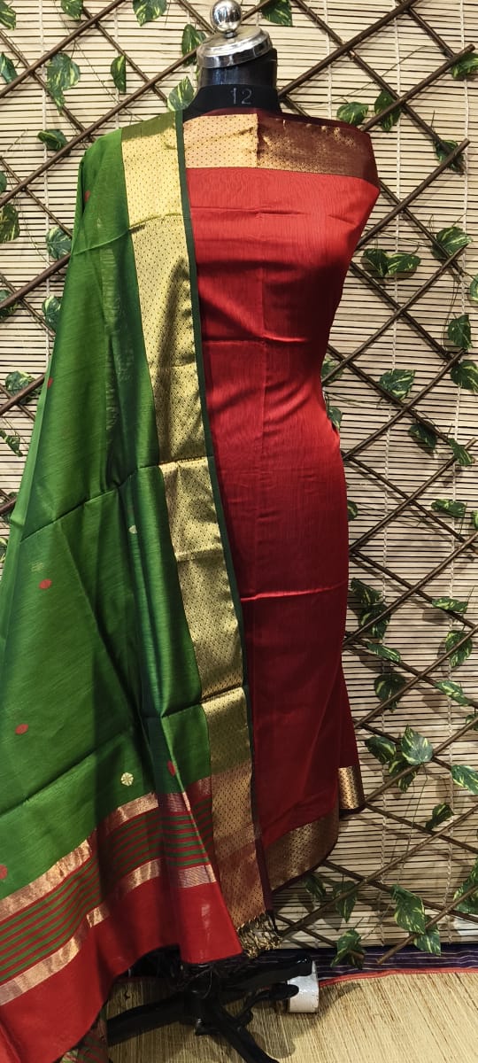 Maheshwari Handloom top dupatta set 