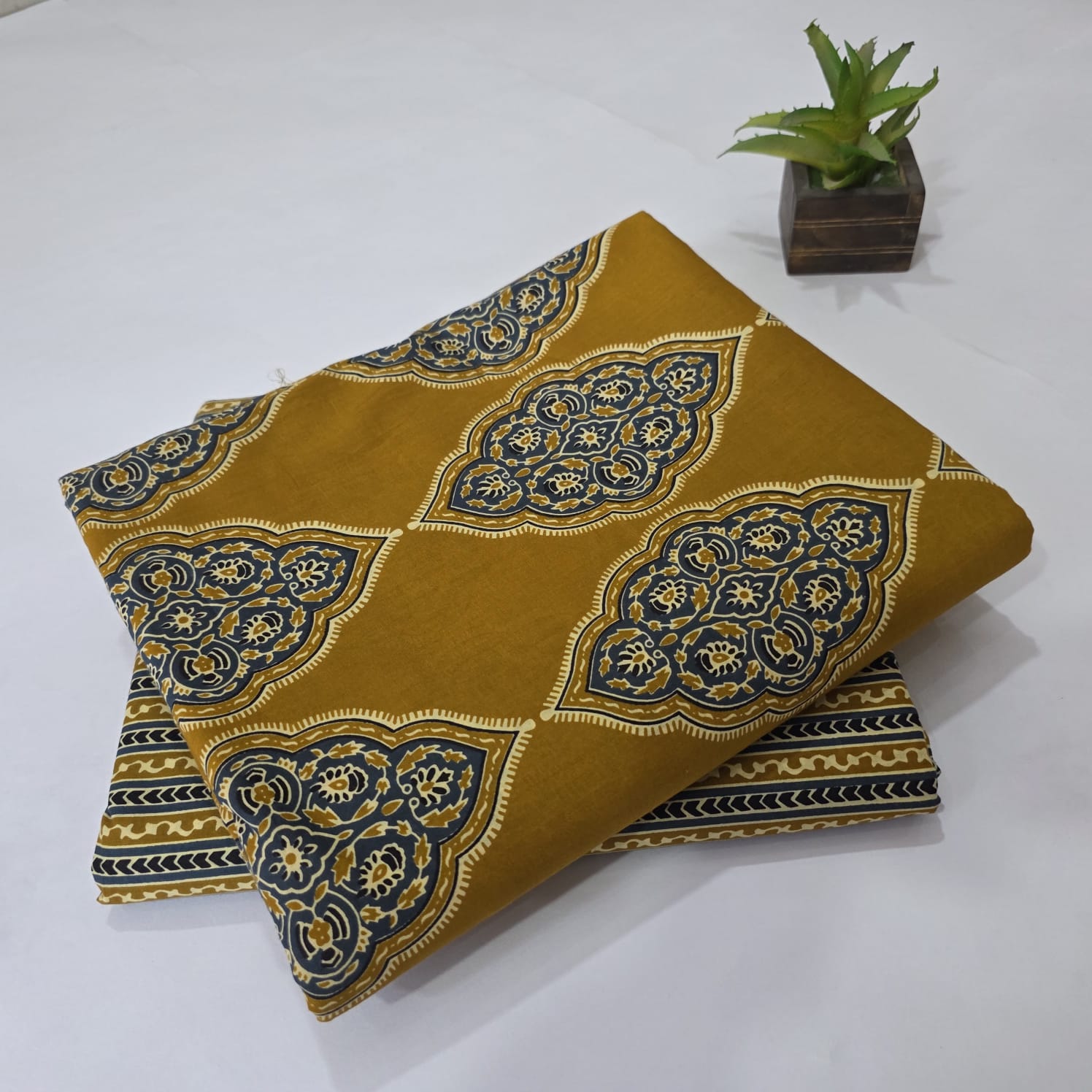 Hand block Print Cotton Running Fabric Mix match 2pis Combo Suit