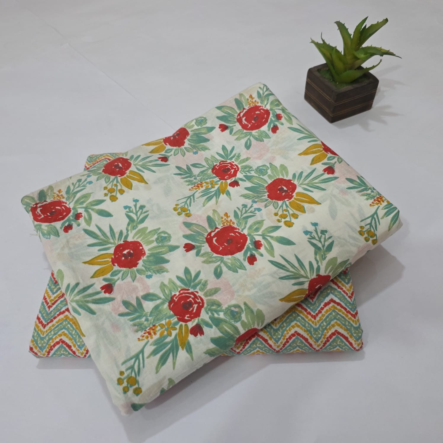 Hand block Print Cotton Running Fabric Mix match 2pis Combo Suit