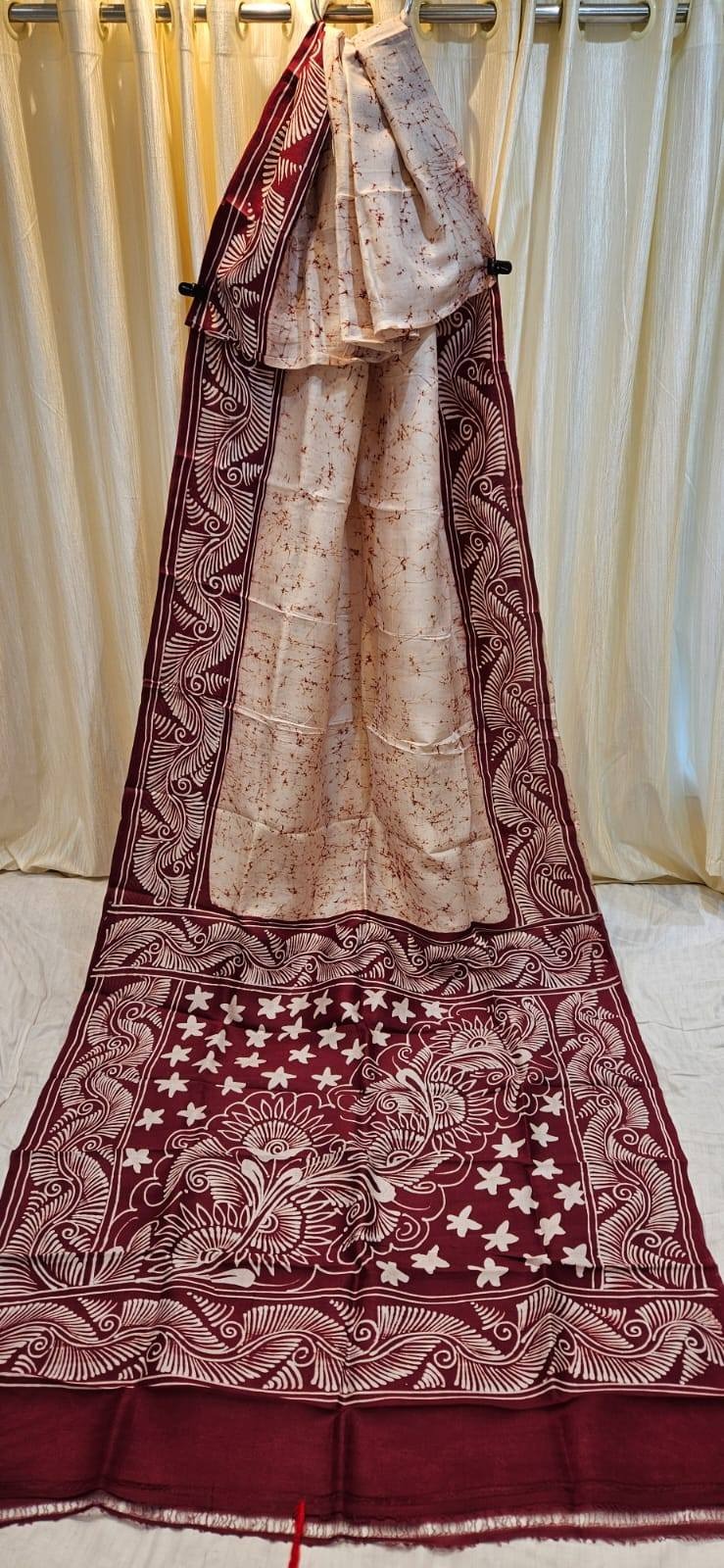 Pure Soft Silk Saree With Batik Print 