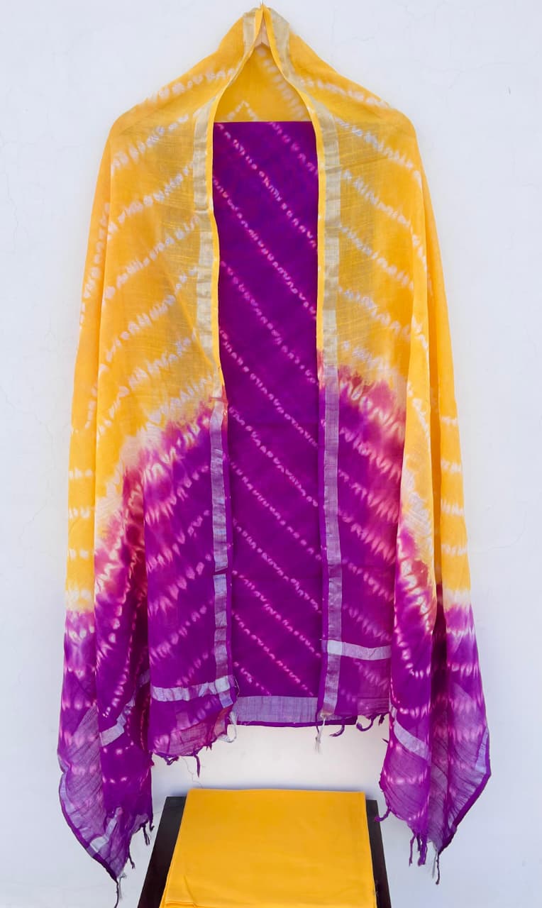 Product Details of Hand block Printed and Painted full Linen Suit