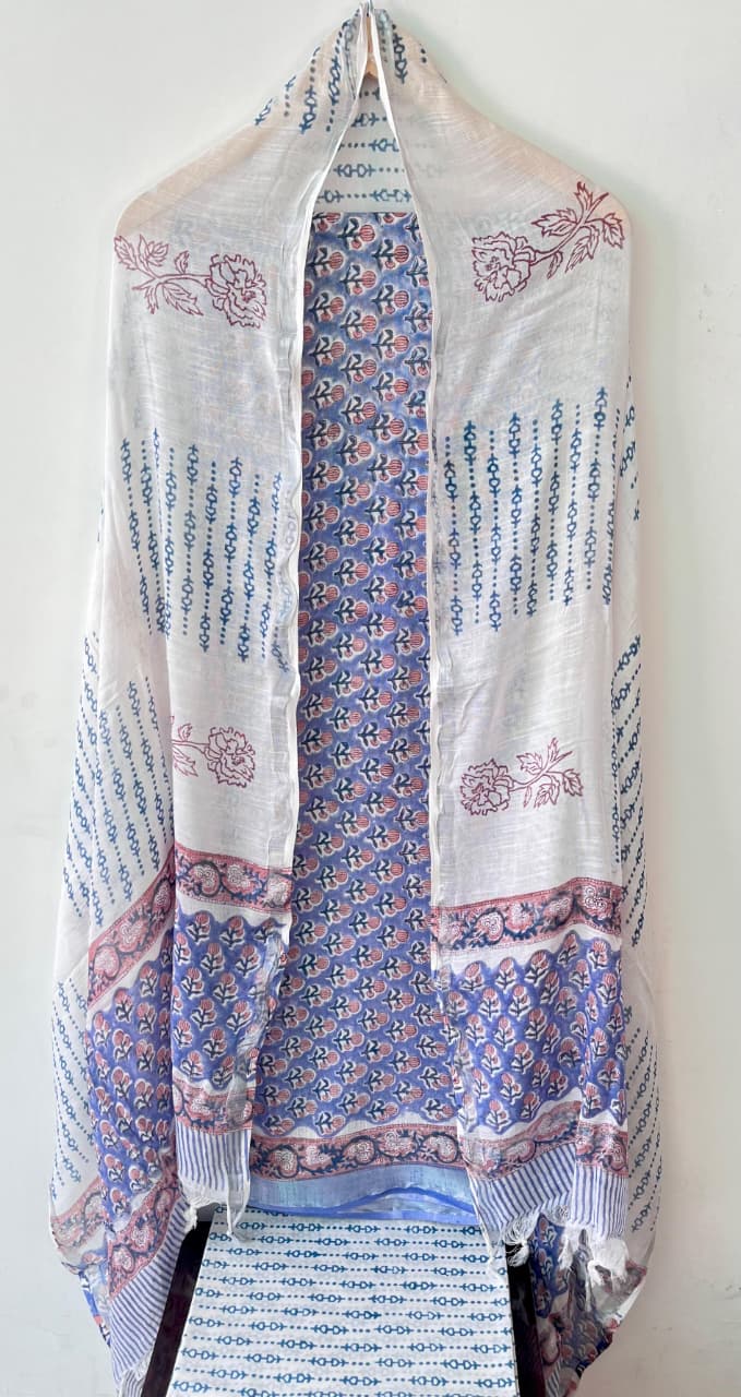 Product Details of Hand block Printed and Painted full Linen Suit